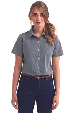 Artisan Collection by Reprime RP321 - Ladies Microcheck Gingham Short-Sleeve Cotton Shirt