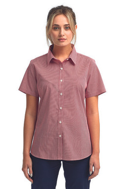 Artisan Collection by Reprime RP321 - Ladies Microcheck Gingham Short-Sleeve Cotton Shirt