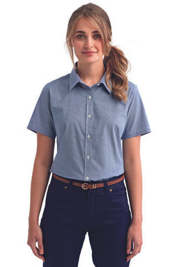 Artisan Collection by Reprime RP321 - Ladies Microcheck Gingham Short-Sleeve Cotton Shirt