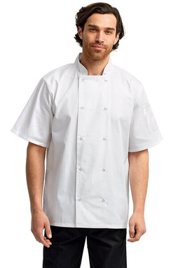 Artisan Collection by Reprime RP664 - Unisex Studded Front Short-Sleeve Chefs Coat