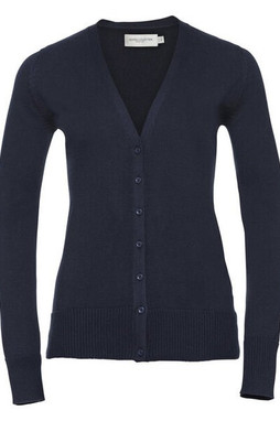 Russell R715F - Elegant Ladies V-Neck CottonBlend Knitted Cardigan