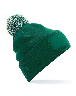 Beechfield B443 - Premium Two-Tone Pom Pom Beanie with Print Patch