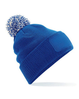 Beechfield B443 - Premium Two-Tone Pom Pom Beanie with Print Patch