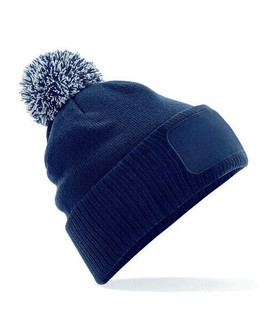 Beechfield B443 - Premium Two-Tone Pom Pom Beanie with Print Patch