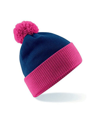 Beechfield B451 - Cozy Dual-Style Two-Tone Beanie with Pom Pom