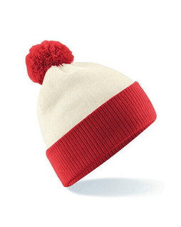 Beechfield B451 - Cozy Dual-Style Two-Tone Beanie with Pom Pom