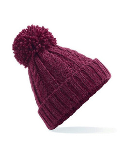 Beechfield B480 - Heavyweight Melange Cable Knit Beanie with Pom Pom