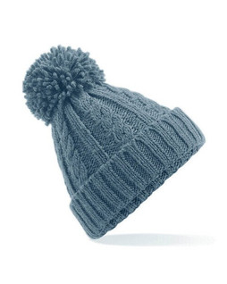 Beechfield B480 - Heavyweight Melange Cable Knit Beanie with Pom Pom