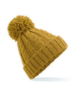 Beechfield B480 - Heavyweight Melange Cable Knit Beanie with Pom Pom