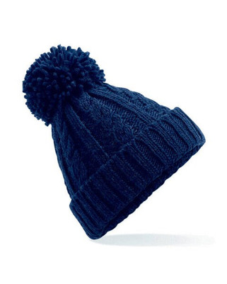 Beechfield B480 - Heavyweight Melange Cable Knit Beanie with Pom Pom