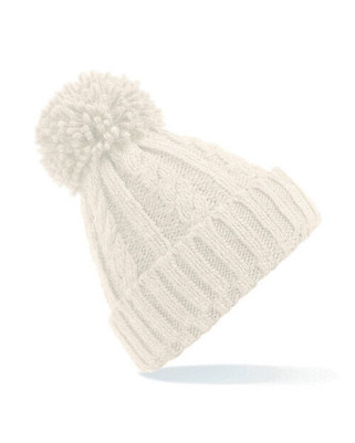 Beechfield B480 - Heavyweight Melange Cable Knit Beanie with Pom Pom