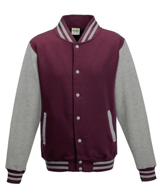 JUST HOODS BY AWDIS JH043 - VARSITY JACKET - Burgundy/Heather