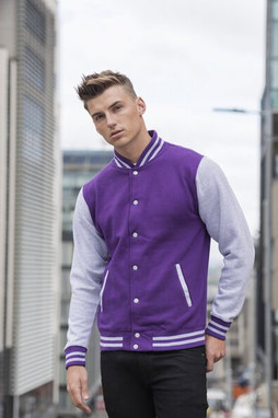 JUST HOODS BY AWDIS JH043 - Premium Contrast Sleeve Varsity Jacket