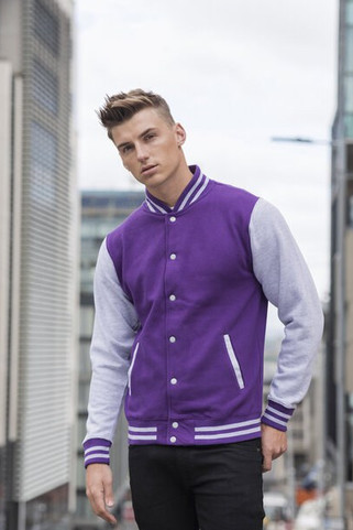 JUST HOODS BY AWDIS JH043 - Premium Contrast Sleeve Varsity Jacket