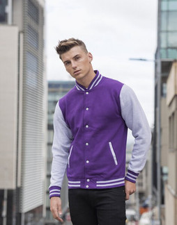 JUST HOODS BY AWDIS JH043 - Premium Contrast Sleeve Varsity Jacket