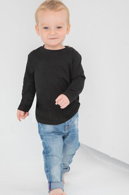 Larkwood LW021 - Premium Cotton Long Sleeve T-Shirt with Snap Buttons