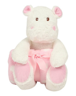 MUMBLES BEARS MM606 - Soft Plush Hippo Toy with Cozy Blanket Set