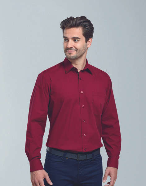Premier Workwear PR200 - Men's Formal Long Sleeve Poplin Shirt with Pocket