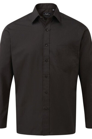 Premier Workwear PR200 - Mens Formal Long Sleeve Poplin Shirt with Pocket