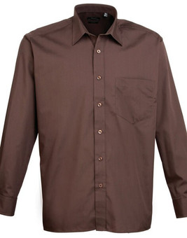 Premier Workwear PR200 - Men's Formal Long Sleeve Poplin Shirt with Pocket