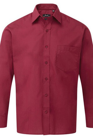 Premier Workwear PR200 - Mens Formal Long Sleeve Poplin Shirt with Pocket