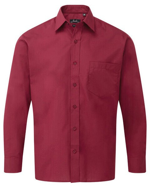 Premier Workwear PR200 - Men's Formal Long Sleeve Poplin Shirt with Pocket