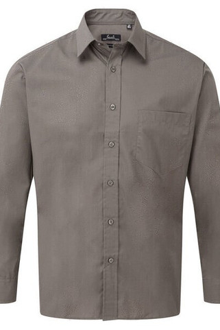 Premier Workwear PR200 - Mens Formal Long Sleeve Poplin Shirt with Pocket