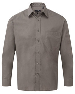 Premier Workwear PR200 - Mens Formal Long Sleeve Poplin Shirt with Pocket