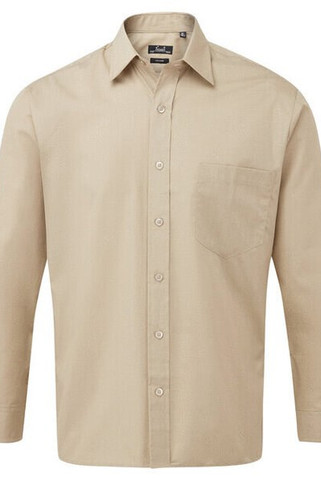 Premier Workwear PR200 - Mens Formal Long Sleeve Poplin Shirt with Pocket