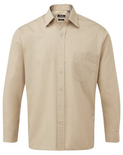 Premier Workwear PR200 - Mens Formal Long Sleeve Poplin Shirt with Pocket