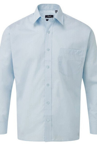 Premier Workwear PR200 - Mens Formal Long Sleeve Poplin Shirt with Pocket