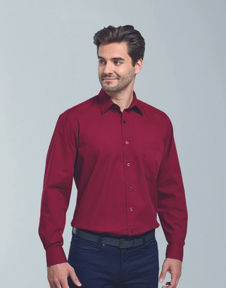 Premier Workwear PR200 - Mens Formal Long Sleeve Poplin Shirt with Pocket