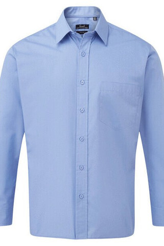 Premier Workwear PR200 - Mens Formal Long Sleeve Poplin Shirt with Pocket