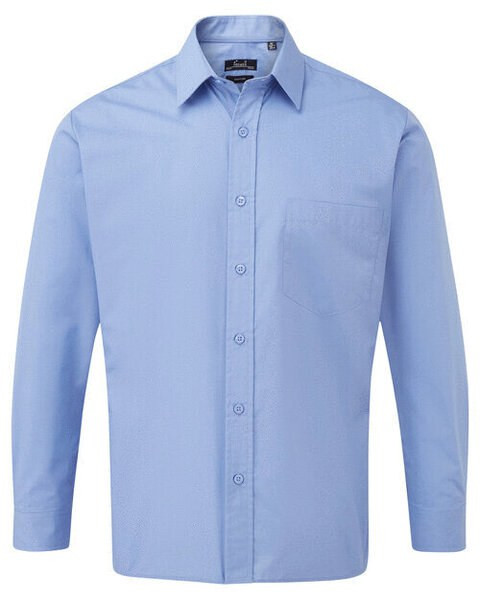 Premier Workwear PR200 - Men's Formal Long Sleeve Poplin Shirt with Pocket