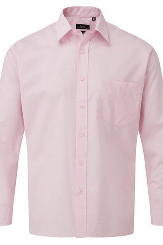 Premier Workwear PR200 - Mens Formal Long Sleeve Poplin Shirt with Pocket