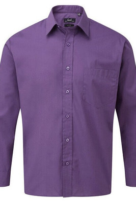 Premier Workwear PR200 - Men's Formal Long Sleeve Poplin Shirt with Pocket