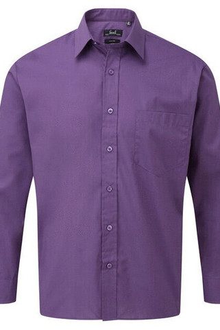 Premier Workwear PR200 - Mens Formal Long Sleeve Poplin Shirt with Pocket