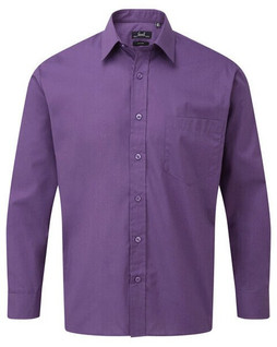 Premier Workwear PR200 - Mens Formal Long Sleeve Poplin Shirt with Pocket