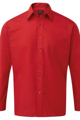 Premier Workwear PR200 - Mens Formal Long Sleeve Poplin Shirt with Pocket