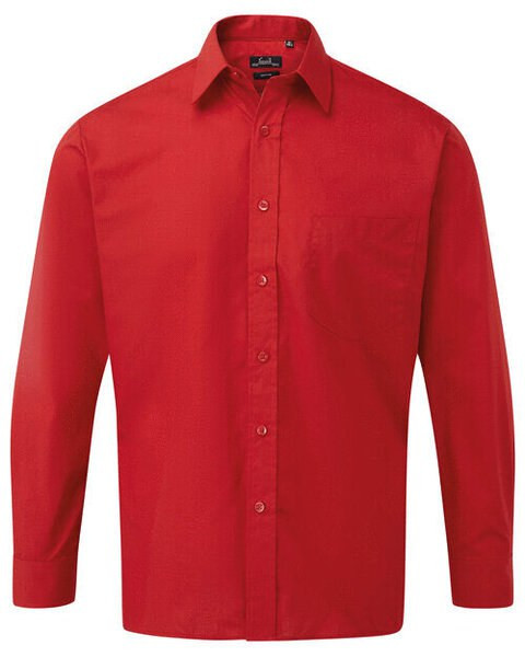 Premier Workwear PR200 - Men's Formal Long Sleeve Poplin Shirt with Pocket
