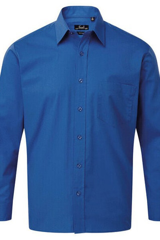 Premier Workwear PR200 - Mens Formal Long Sleeve Poplin Shirt with Pocket