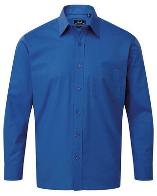 Premier Workwear PR200 - Mens Formal Long Sleeve Poplin Shirt with Pocket