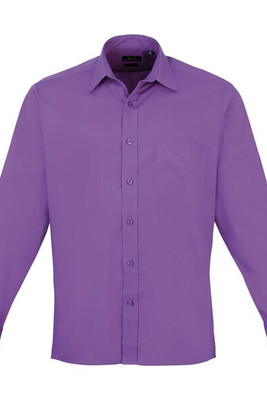 Premier Workwear PR200 - Men's Formal Long Sleeve Poplin Shirt with Pocket