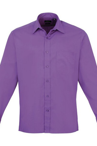 Premier Workwear PR200 - Mens Formal Long Sleeve Poplin Shirt with Pocket