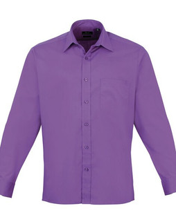 Premier Workwear PR200 - Mens Formal Long Sleeve Poplin Shirt with Pocket