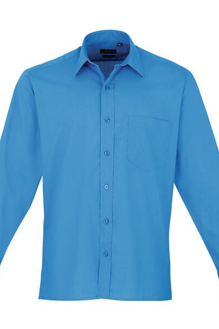 Premier Workwear PR200 - Mens Formal Long Sleeve Poplin Shirt with Pocket