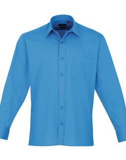 Premier Workwear PR200 - Mens Formal Long Sleeve Poplin Shirt with Pocket