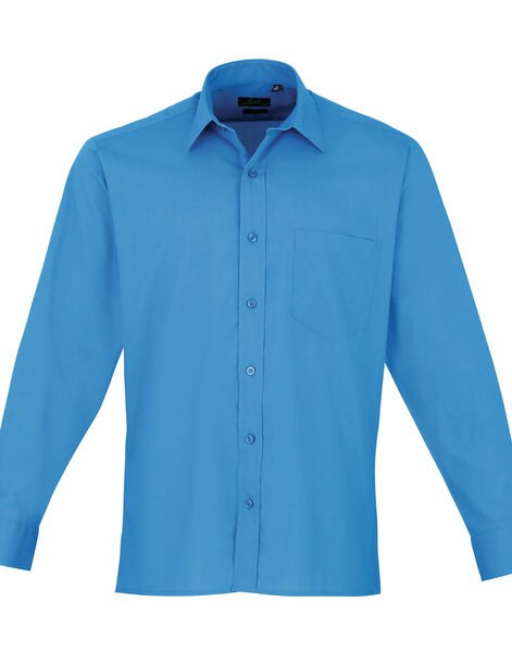 Premier Workwear PR200 - Men's Formal Long Sleeve Poplin Shirt with Pocket