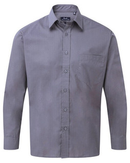 Premier Workwear PR200 - Mens Formal Long Sleeve Poplin Shirt with Pocket