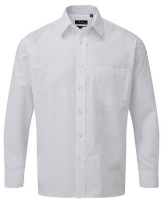Premier Workwear PR200 - Mens Formal Long Sleeve Poplin Shirt with Pocket